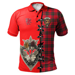 Drummond Modern Tartan Polo Shirt - Lion Rampant And Celtic Thistle Style