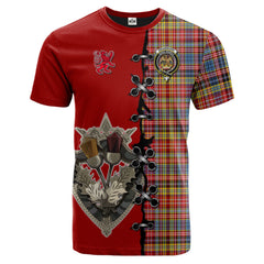 Drummond of Strathallan Modern Tartan T-shirt - Lion Rampant And Celtic Thistle Style