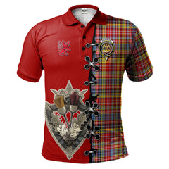 Drummond of Strathallan Modern Tartan Polo Shirt - Lion Rampant And Celtic Thistle Style