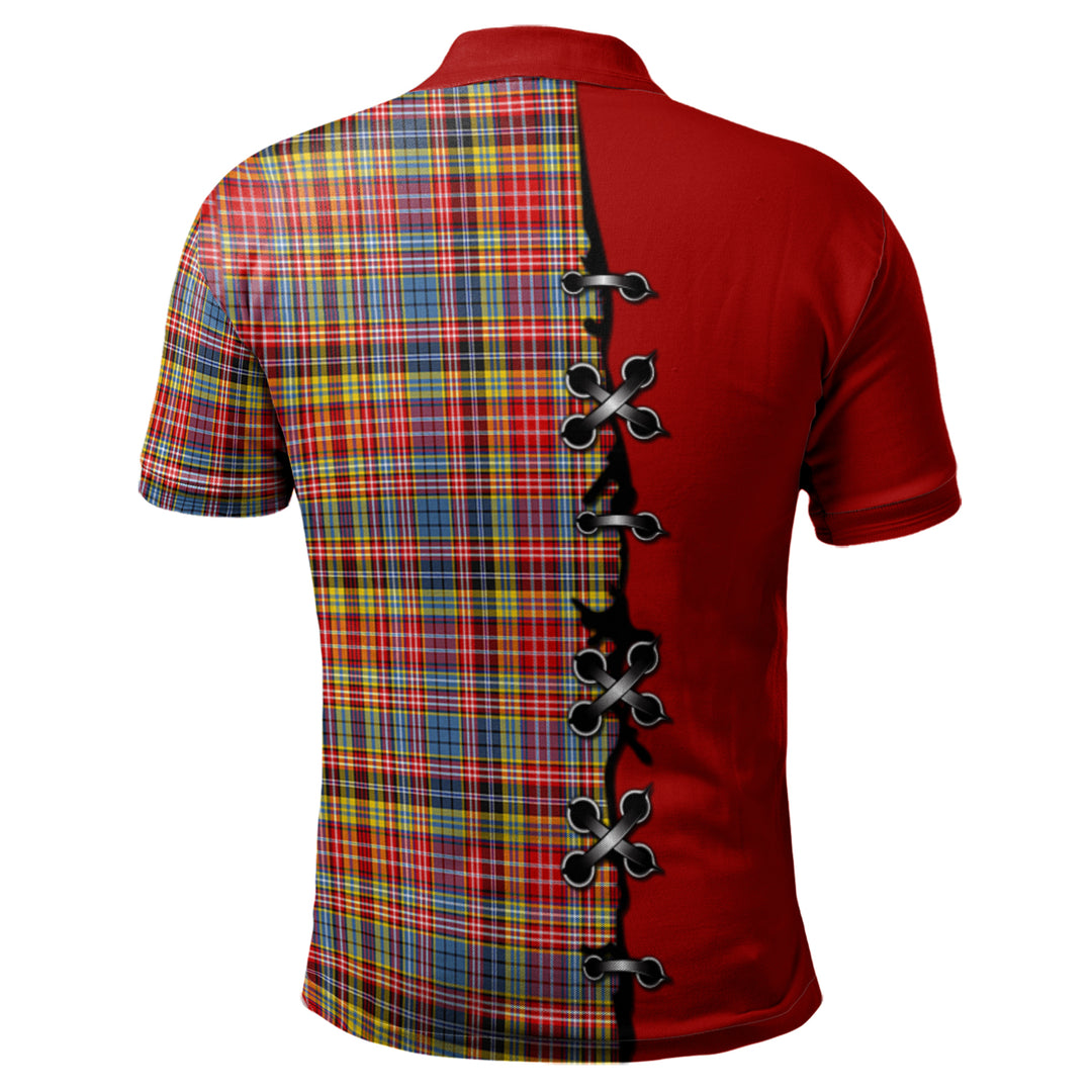 Drummond of Strathallan Modern Tartan Polo Shirt - Lion Rampant And Celtic Thistle Style