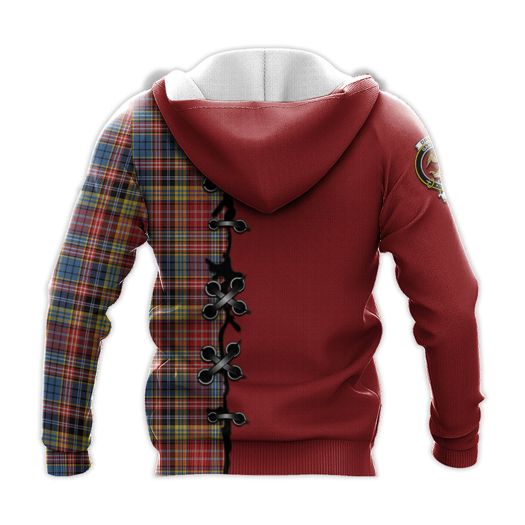 Drummond of Strathallan Modern Tartan Hoodie - Lion Rampant And Celtic Thistle Style