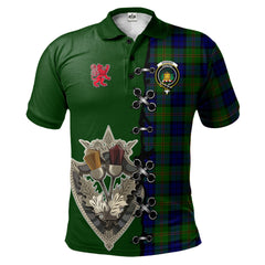 Dundas Modern Tartan Polo Shirt - Lion Rampant And Celtic Thistle Style