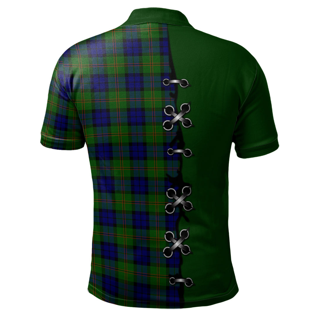 Dundas Modern Tartan Polo Shirt - Lion Rampant And Celtic Thistle Style