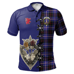 Dunlop Modern Tartan Polo Shirt - Lion Rampant And Celtic Thistle Style