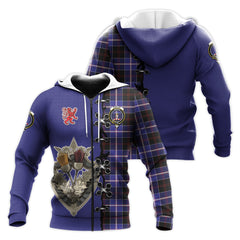 Dunlop Modern Tartan Hoodie - Lion Rampant And Celtic Thistle Style