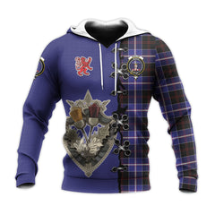 Dunlop Modern Tartan Hoodie - Lion Rampant And Celtic Thistle Style