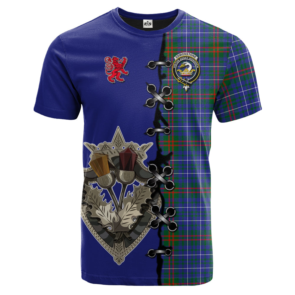 Edmonstone Tartan T-shirt - Lion Rampant And Celtic Thistle Style