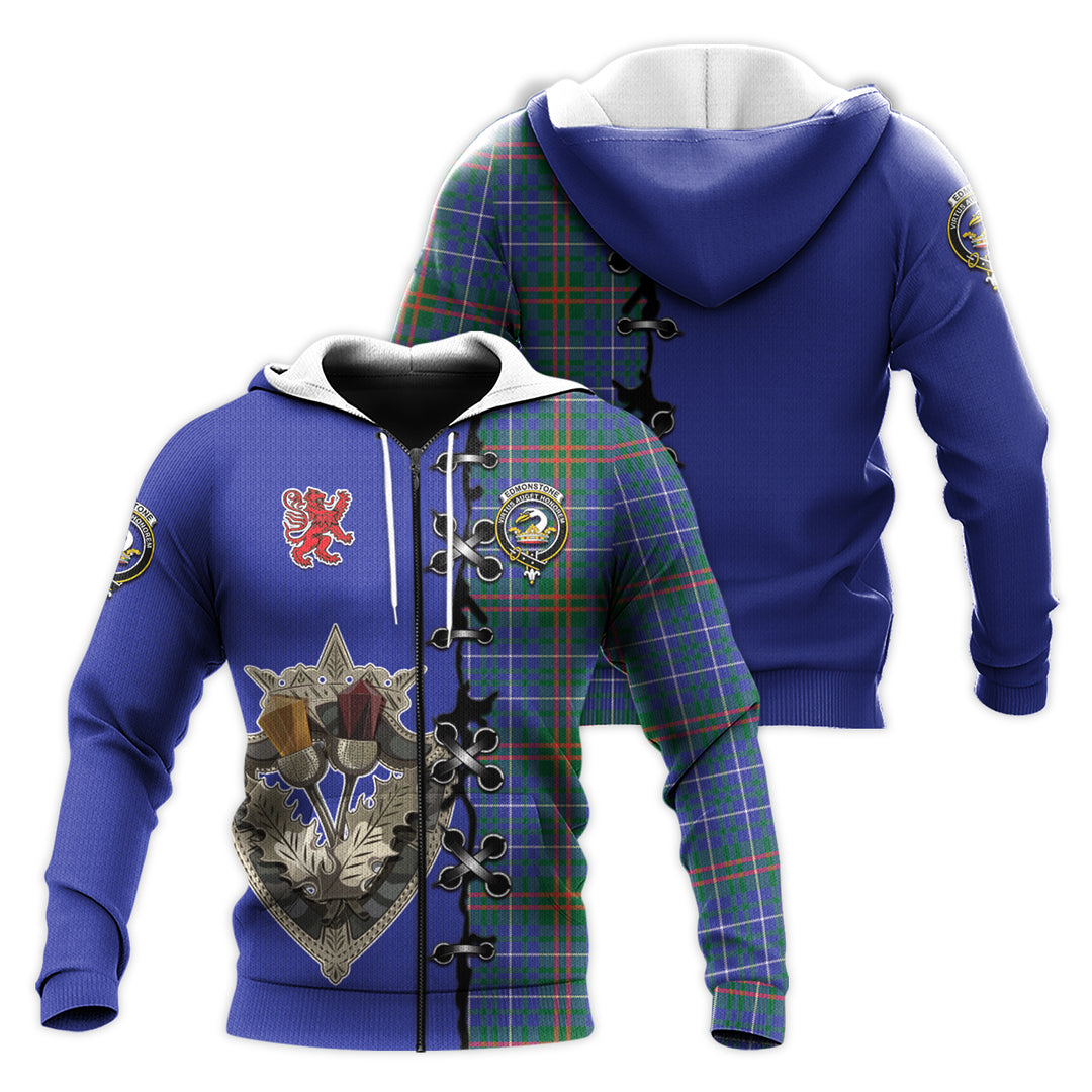 Edmonstone Tartan Hoodie - Lion Rampant And Celtic Thistle Style