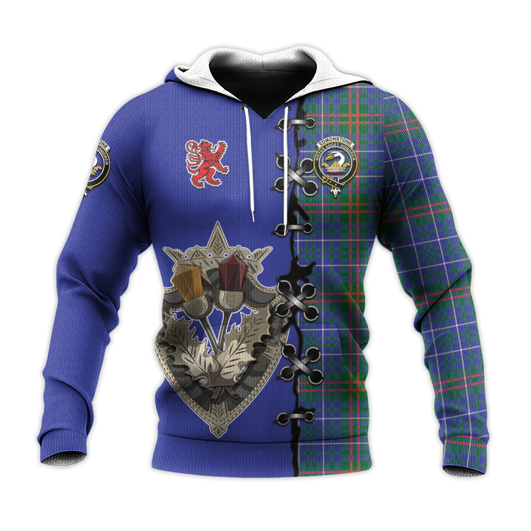 Edmonstone Tartan Hoodie - Lion Rampant And Celtic Thistle Style