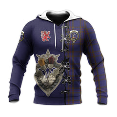 Elliot Tartan Hoodie - Lion Rampant And Celtic Thistle Style