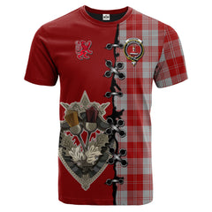 Erskine Red Tartan T-shirt - Lion Rampant And Celtic Thistle Style