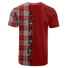 Erskine Red Tartan T-shirt - Lion Rampant And Celtic Thistle Style