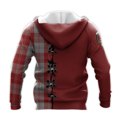 Erskine Red Tartan Hoodie - Lion Rampant And Celtic Thistle Style