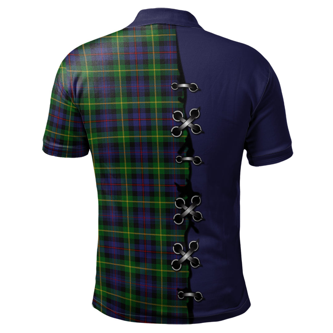 Farquharson Tartan Polo Shirt - Lion Rampant And Celtic Thistle Style