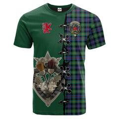 Farquharson Ancient Tartan T-shirt - Lion Rampant And Celtic Thistle Style