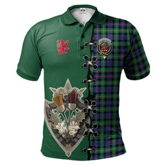 Farquharson Ancient Tartan Polo Shirt - Lion Rampant And Celtic Thistle Style