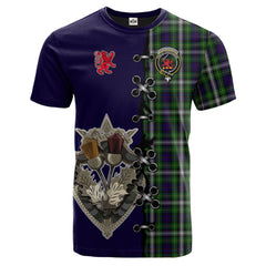 Farquharson Dress Tartan T-shirt - Lion Rampant And Celtic Thistle Style