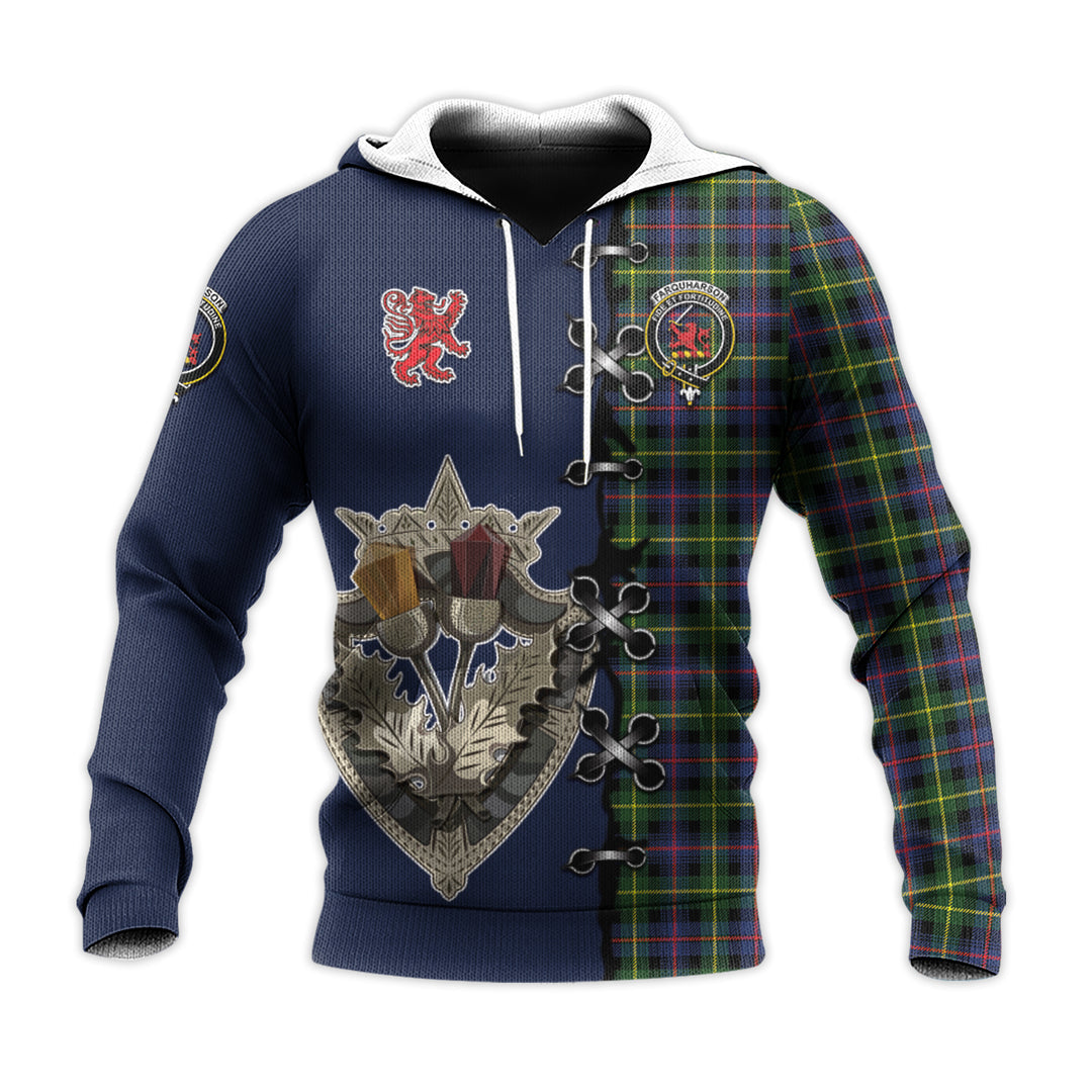 Farquharson Modern Tartan Hoodie - Lion Rampant And Celtic Thistle Style