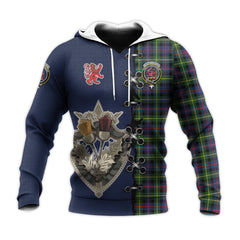 Farquharson Modern Tartan Hoodie - Lion Rampant And Celtic Thistle Style