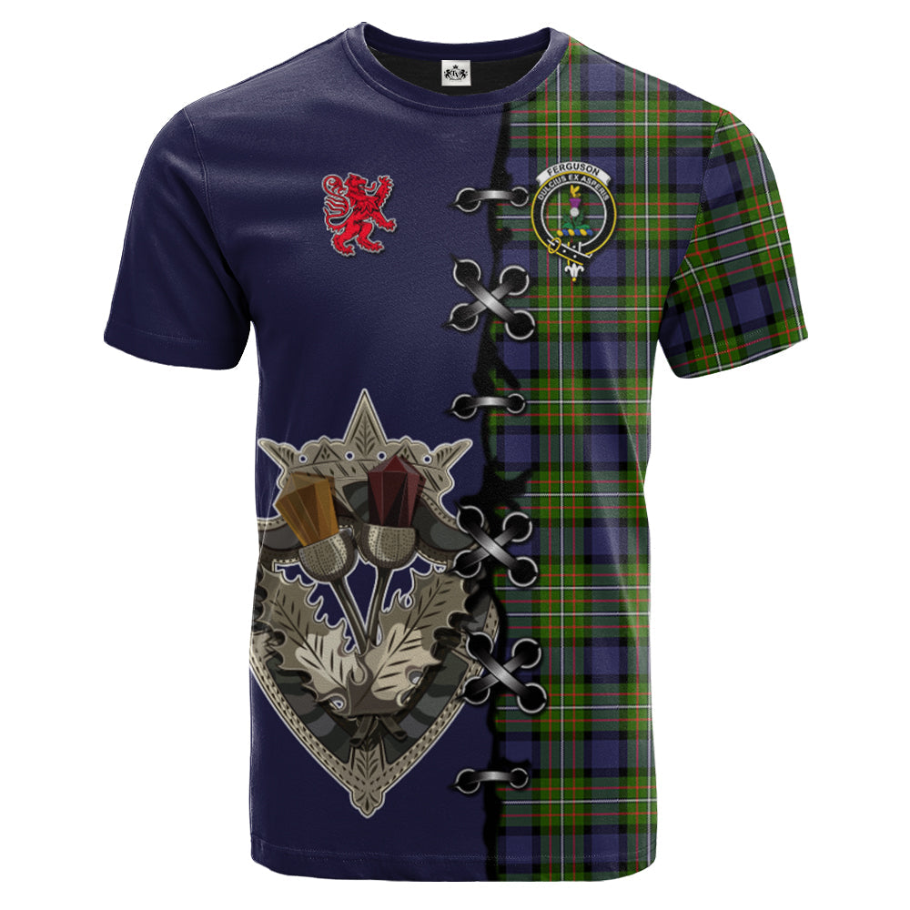 Ferguson Modern Tartan T-shirt - Lion Rampant And Celtic Thistle Style