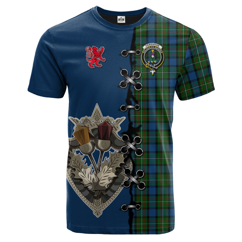 Ferguson of Atholl Tartan T-shirt - Lion Rampant And Celtic Thistle Style