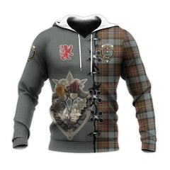 Ferguson Weathered Tartan Hoodie - Lion Rampant And Celtic Thistle Style