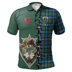 Fergusson Ancient Tartan Polo Shirt - Lion Rampant And Celtic Thistle Style