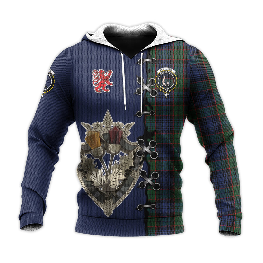 Fletcher Tartan Hoodie - Lion Rampant And Celtic Thistle Style