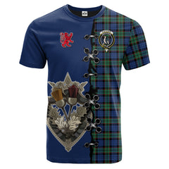 Fletcher Ancient Tartan T-shirt - Lion Rampant And Celtic Thistle Style