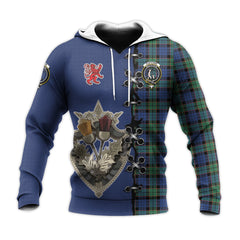 Fletcher Ancient Tartan Hoodie - Lion Rampant And Celtic Thistle Style