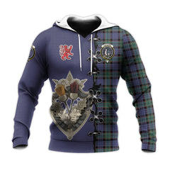 Fletcher Modern Tartan Hoodie - Lion Rampant And Celtic Thistle Style