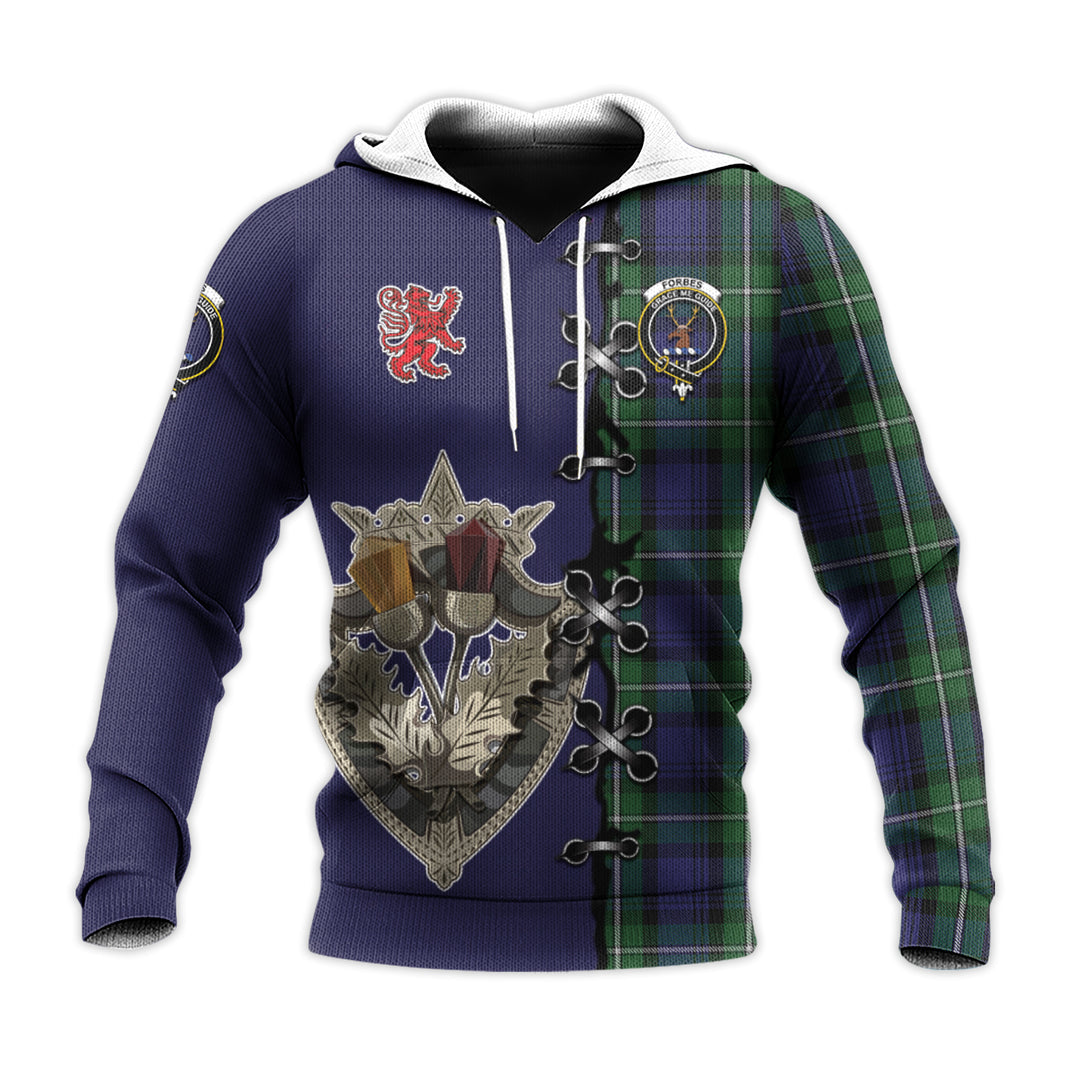 Forbes Tartan Hoodie - Lion Rampant And Celtic Thistle Style