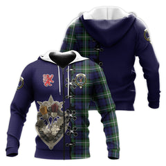 Forbes Modern Tartan Hoodie - Lion Rampant And Celtic Thistle Style