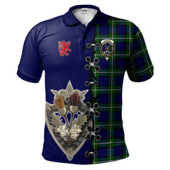 Forbes Modern Tartan Polo Shirt - Lion Rampant And Celtic Thistle Style
