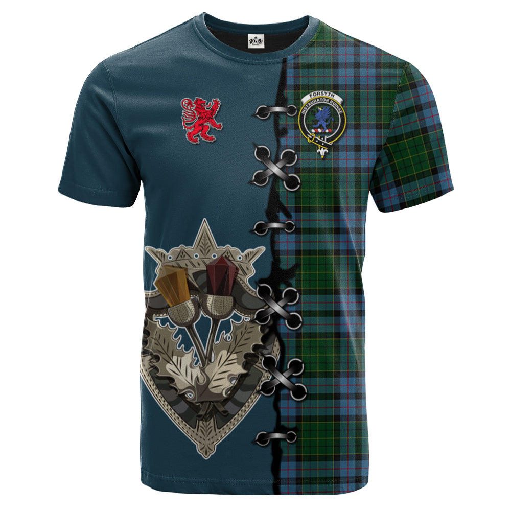 Forsyth Tartan T-shirt - Lion Rampant And Celtic Thistle Style