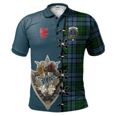 Forsyth Tartan Polo Shirt - Lion Rampant And Celtic Thistle Style