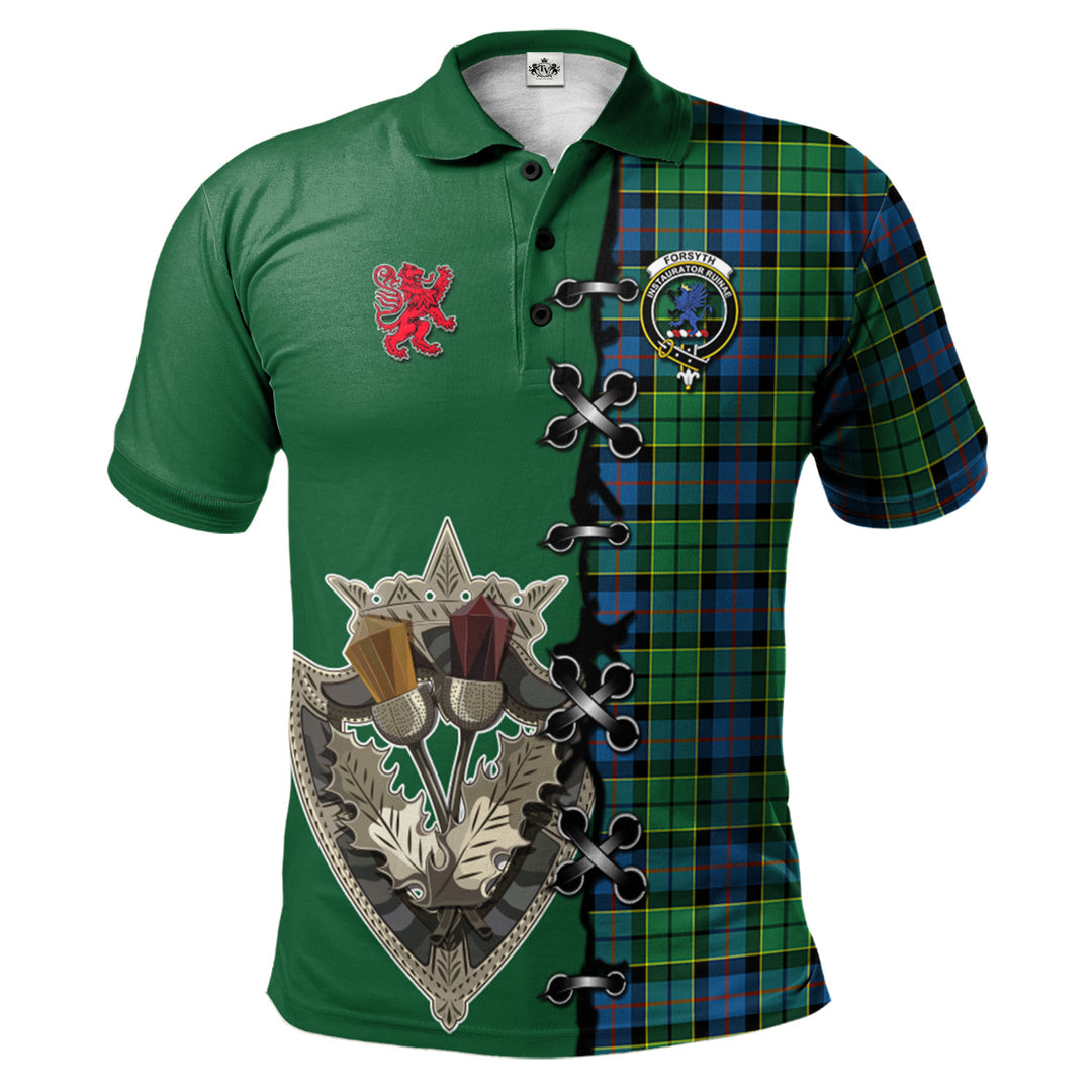 Forsyth Ancient Tartan Polo Shirt - Lion Rampant And Celtic Thistle Style