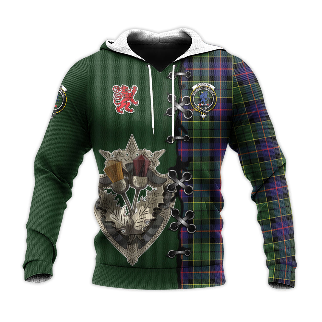 Forsyth Modern Tartan Hoodie - Lion Rampant And Celtic Thistle Style