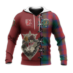 Fotheringham Modern Tartan Hoodie - Lion Rampant And Celtic Thistle Style