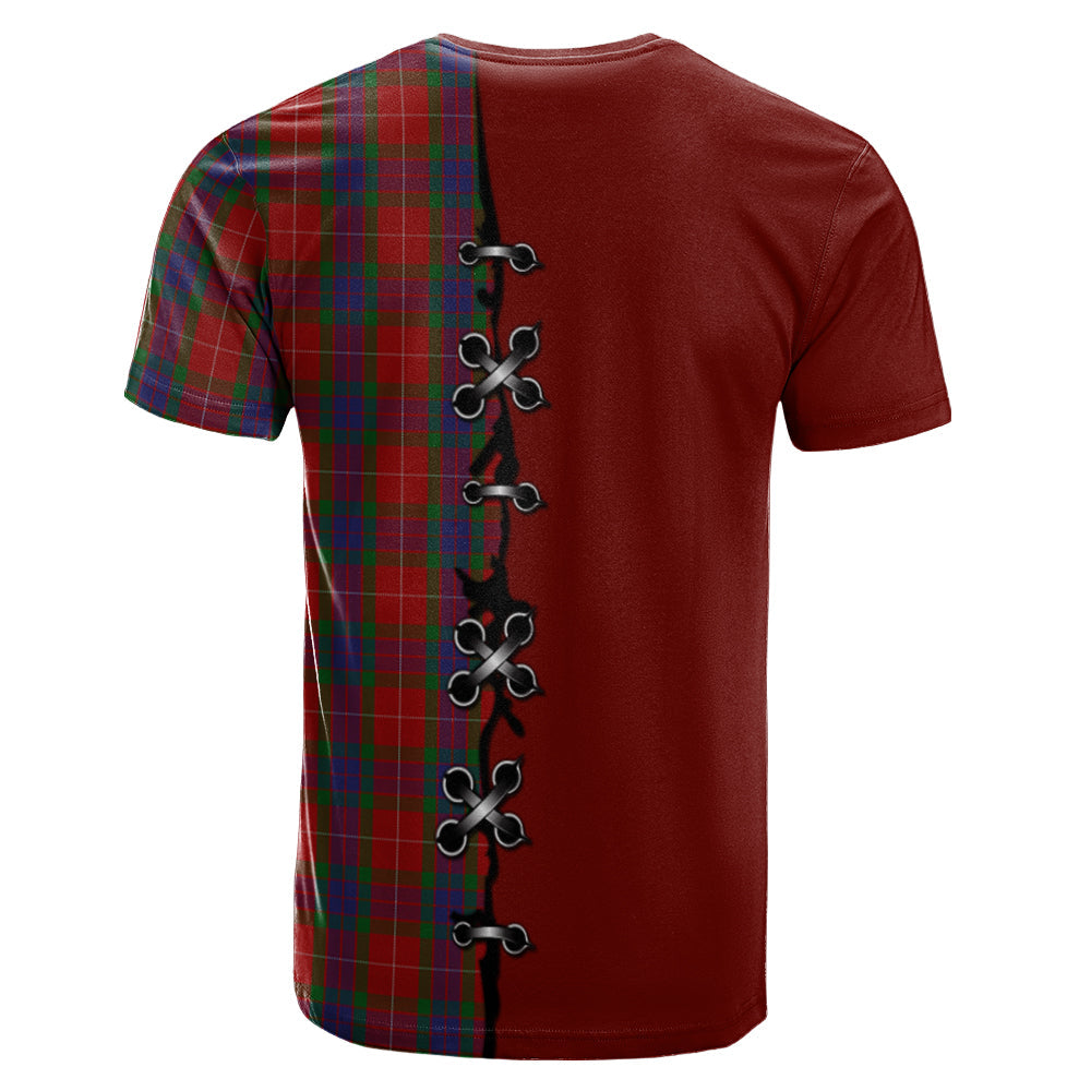 Fraser Tartan T-shirt - Lion Rampant And Celtic Thistle Style