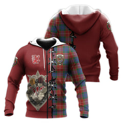 Fraser Ancient Tartan Hoodie - Lion Rampant And Celtic Thistle Style