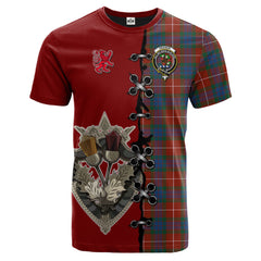 Fraser Ancient Tartan T-shirt - Lion Rampant And Celtic Thistle Style