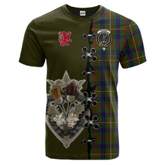 Fraser Hunting Tartan T-shirt - Lion Rampant And Celtic Thistle Style