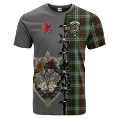 Fraser Hunting Dress Tartan T-shirt - Lion Rampant And Celtic Thistle Style