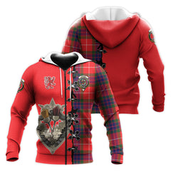 Fraser Modern Tartan Hoodie - Lion Rampant And Celtic Thistle Style