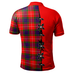 Fraser Modern Tartan Polo Shirt - Lion Rampant And Celtic Thistle Style