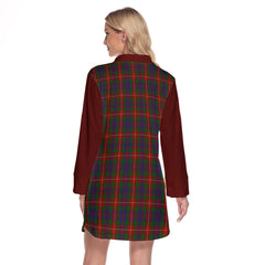 Fraser Of Lovat Tartan Women's Lapel Shirt Dress With Long Sleeve