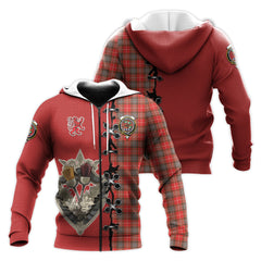 Fraser Weathered Tartan Hoodie - Lion Rampant And Celtic Thistle Style