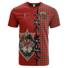 Fraser Weathered Tartan T-shirt - Lion Rampant And Celtic Thistle Style