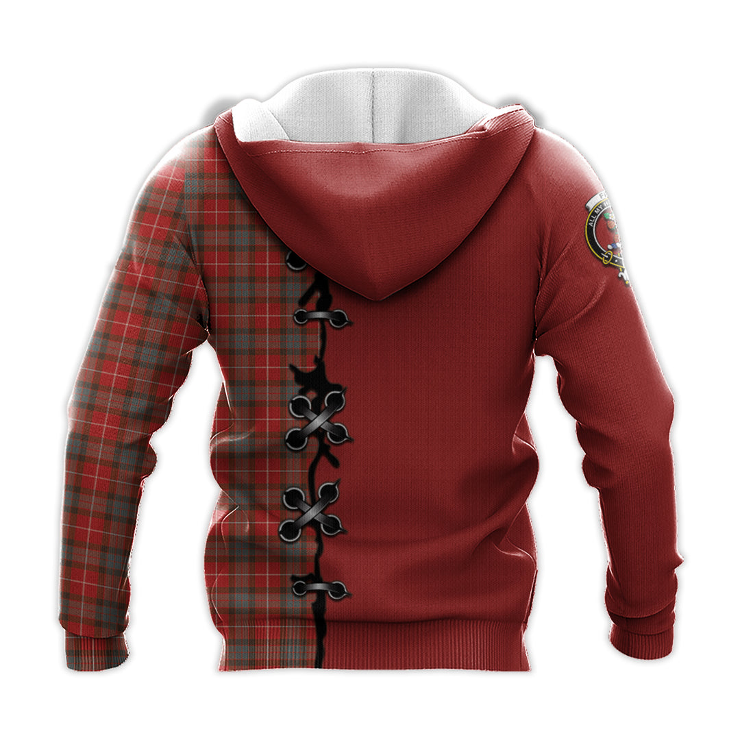 Fraser Weathered Tartan Hoodie - Lion Rampant And Celtic Thistle Style